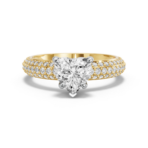 Image for Heart Hidden Halo Ring with Triple Row Pave band