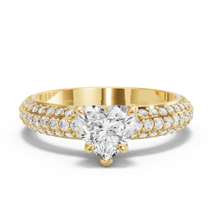 Image for Heart Hidden Halo Ring with Triple Row Pave band