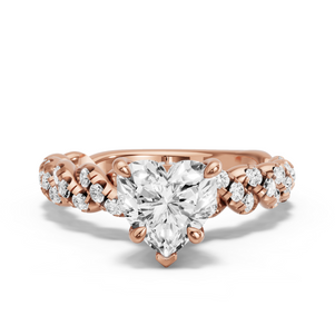 Image for Heart Hidden Halo Ring with Twist Pave band