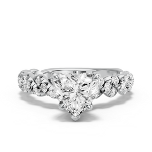 Image for Heart Hidden Halo Ring with Twist Pave band