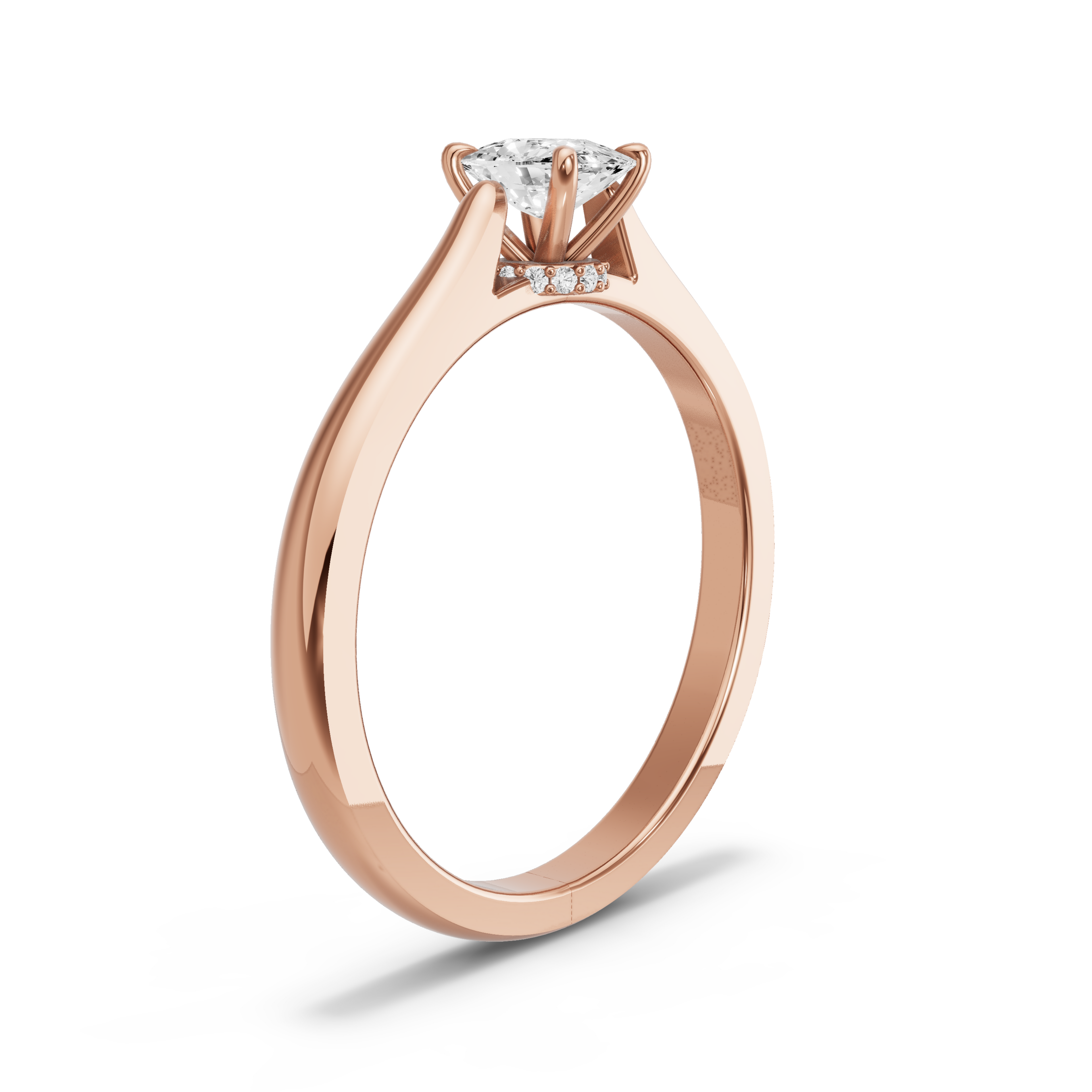 Image for Cushion Hidden Halo Ring with Knife Edge Cathedral band in 18K Rose Gold