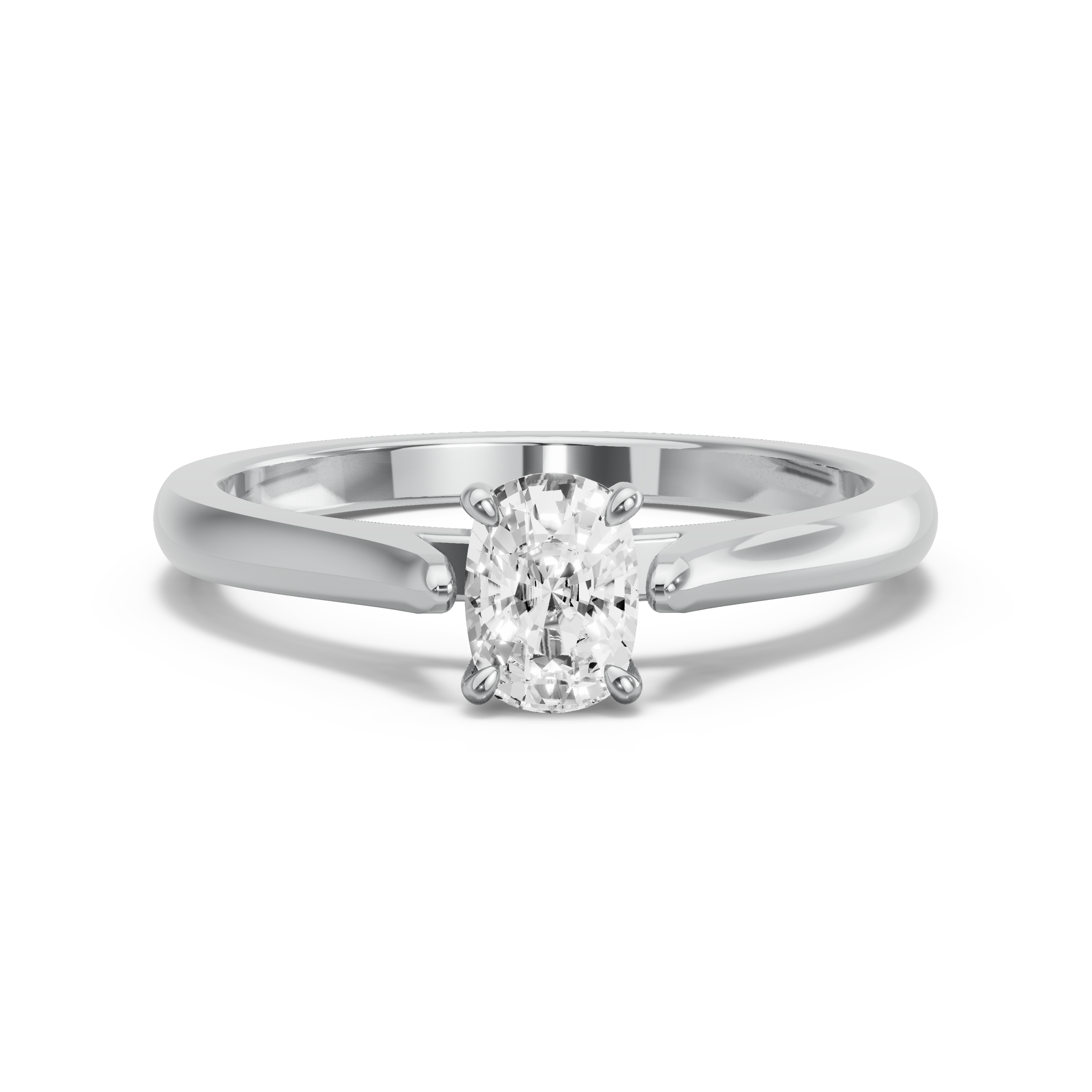 Image for Cushion Hidden Halo Ring with Knife Edge Cathedral band in 10K White Gold