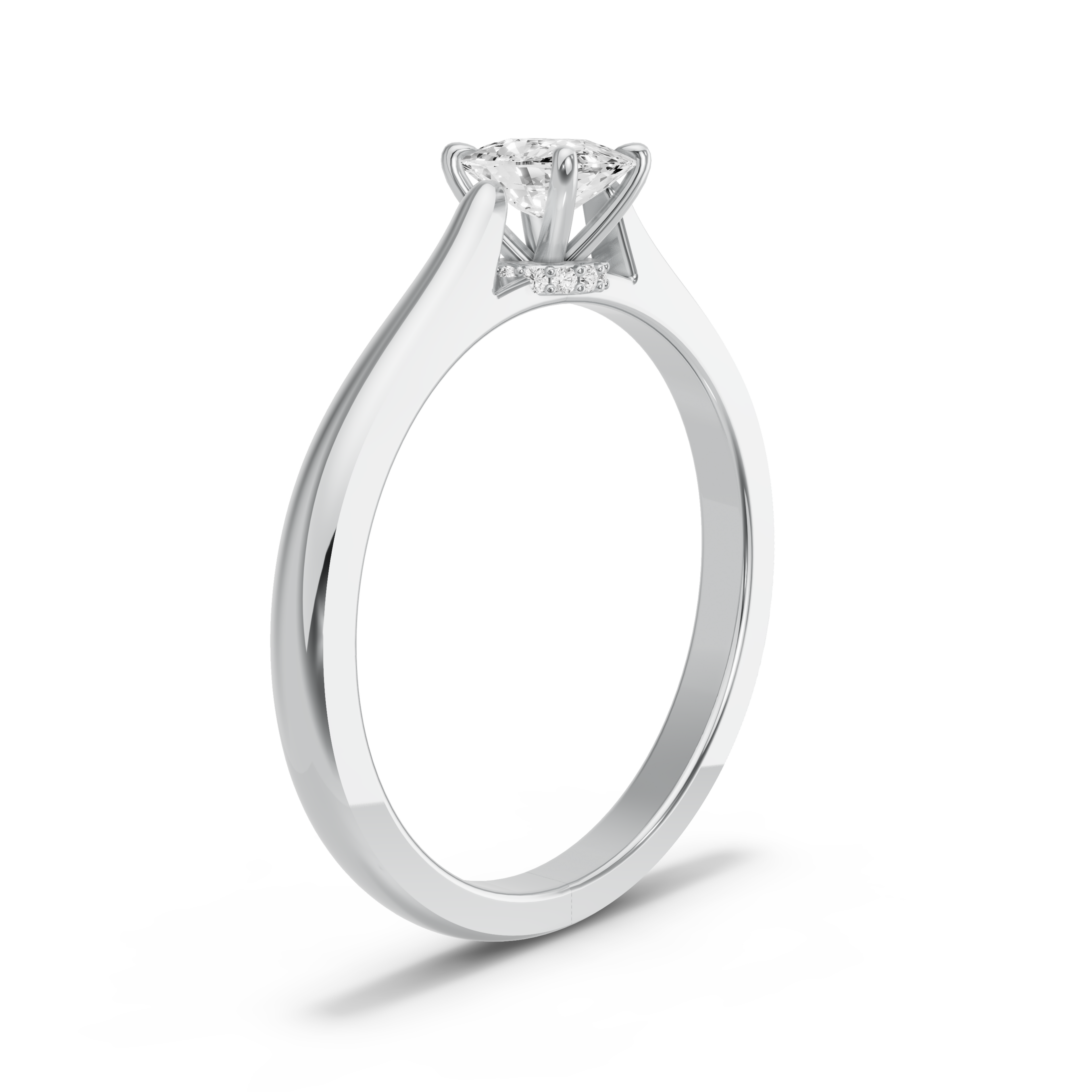 Image for Cushion Hidden Halo Ring with Knife Edge Cathedral band in 18K White Gold