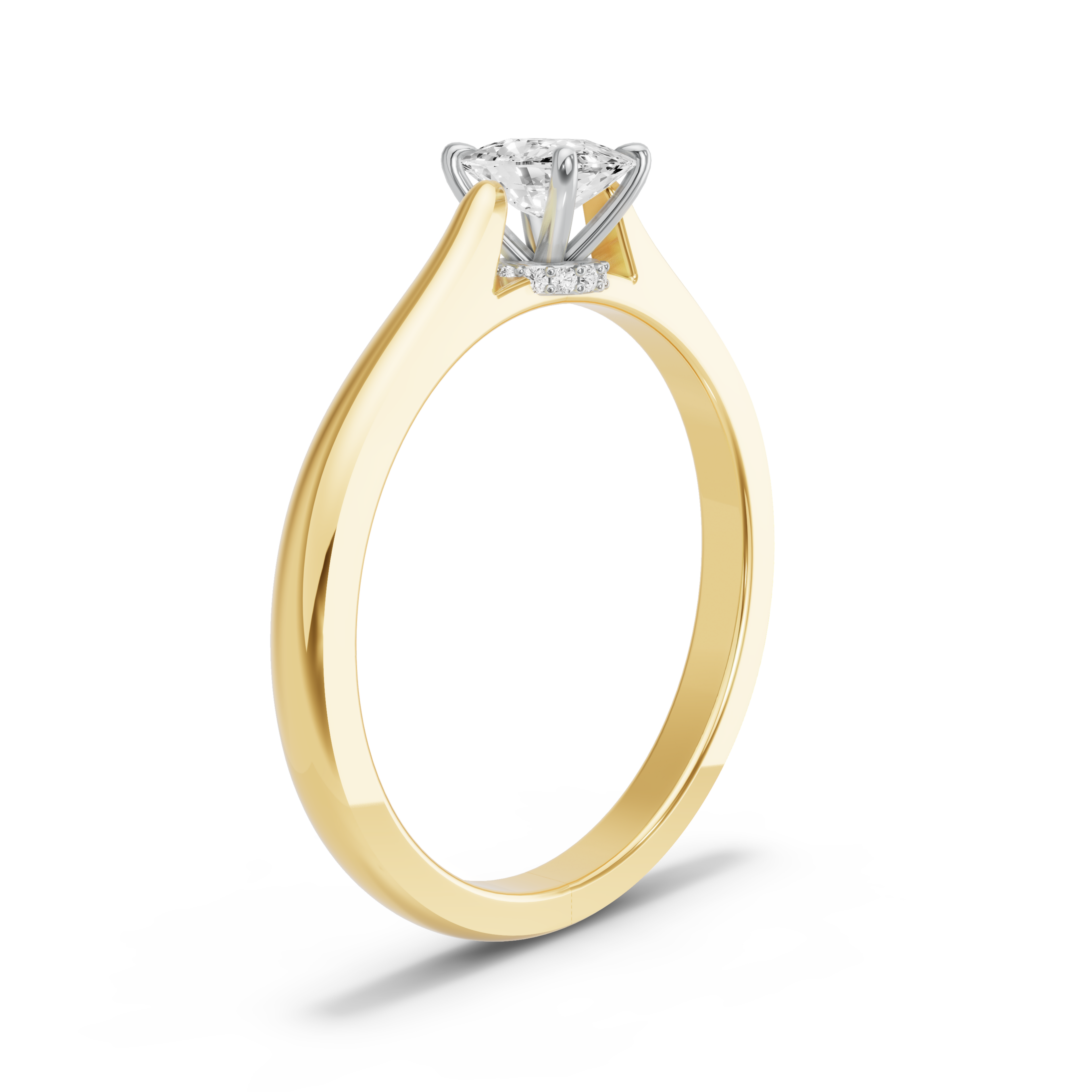 Image for Cushion Hidden Halo Ring with Knife Edge Cathedral band in 18K Two Tone Yellow Gold