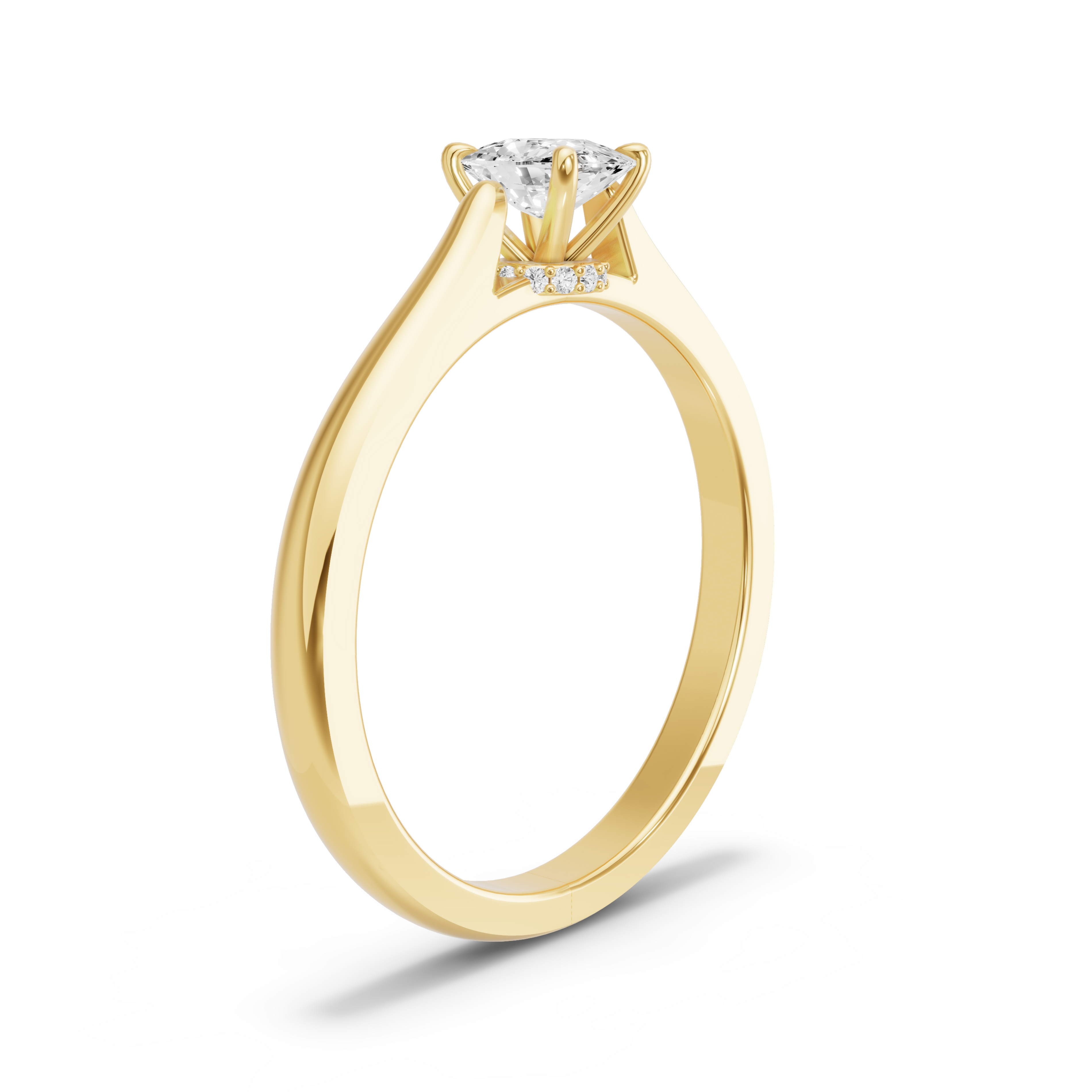 Image for Cushion Hidden Halo Ring with Knife Edge Cathedral band in 10K Yellow Gold