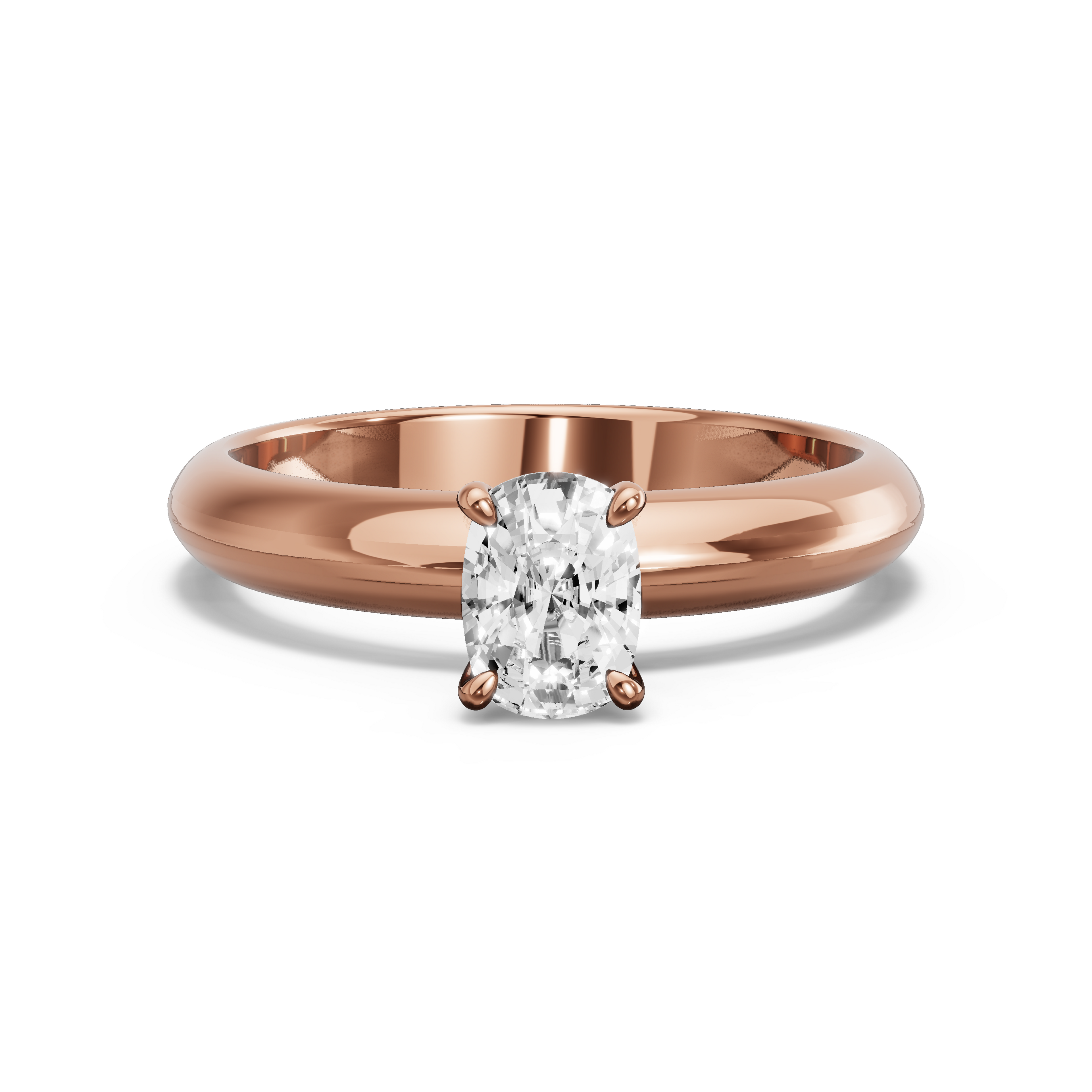 Image for Cushion Hidden Halo Ring with Knife Edge Solitaire band in 10K Rose Gold