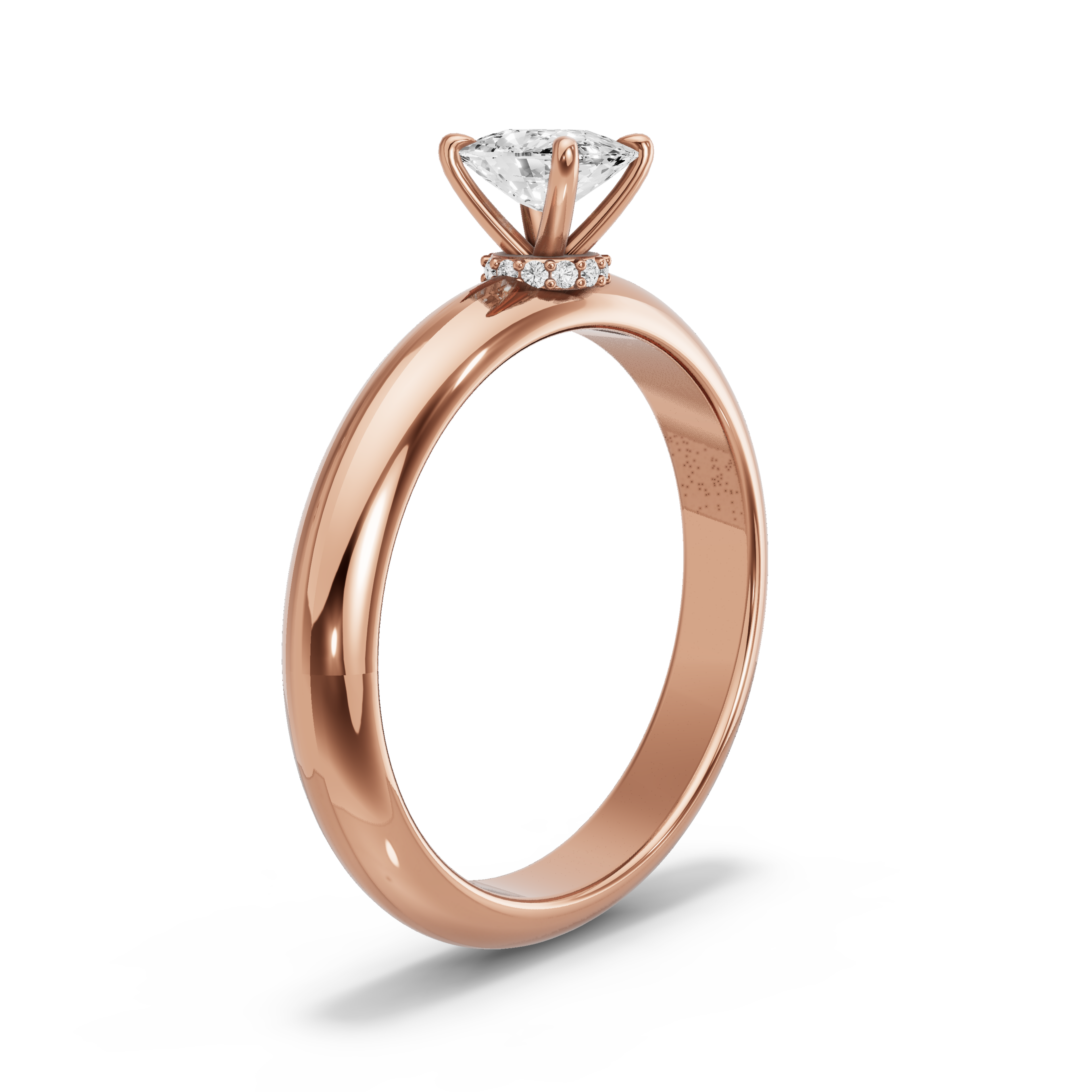 Image for Cushion Hidden Halo Ring with Knife Edge Solitaire band in 18K Rose Gold