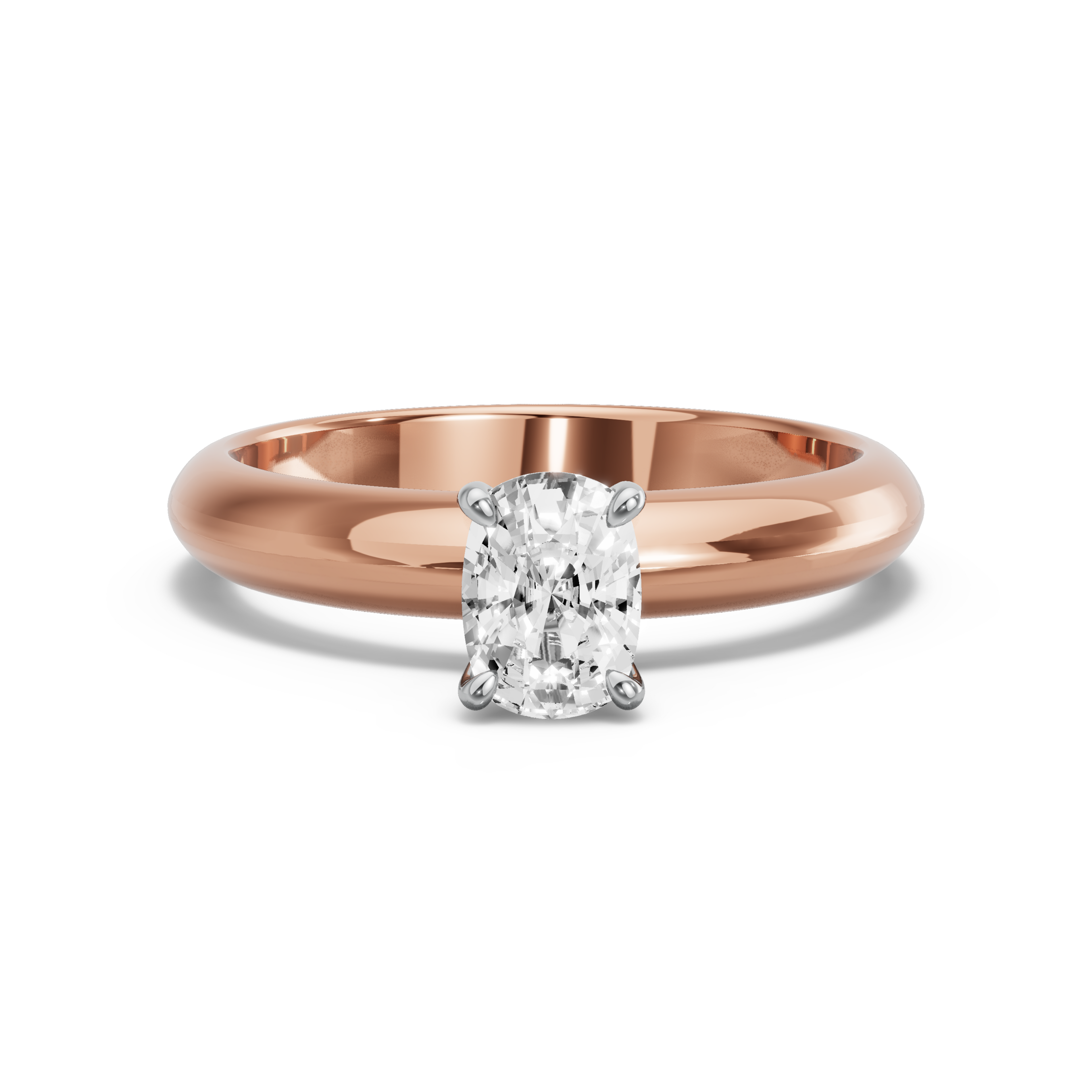 Image for Cushion Hidden Halo Ring with Knife Edge Solitaire band in 14K Two Tone Rose Gold