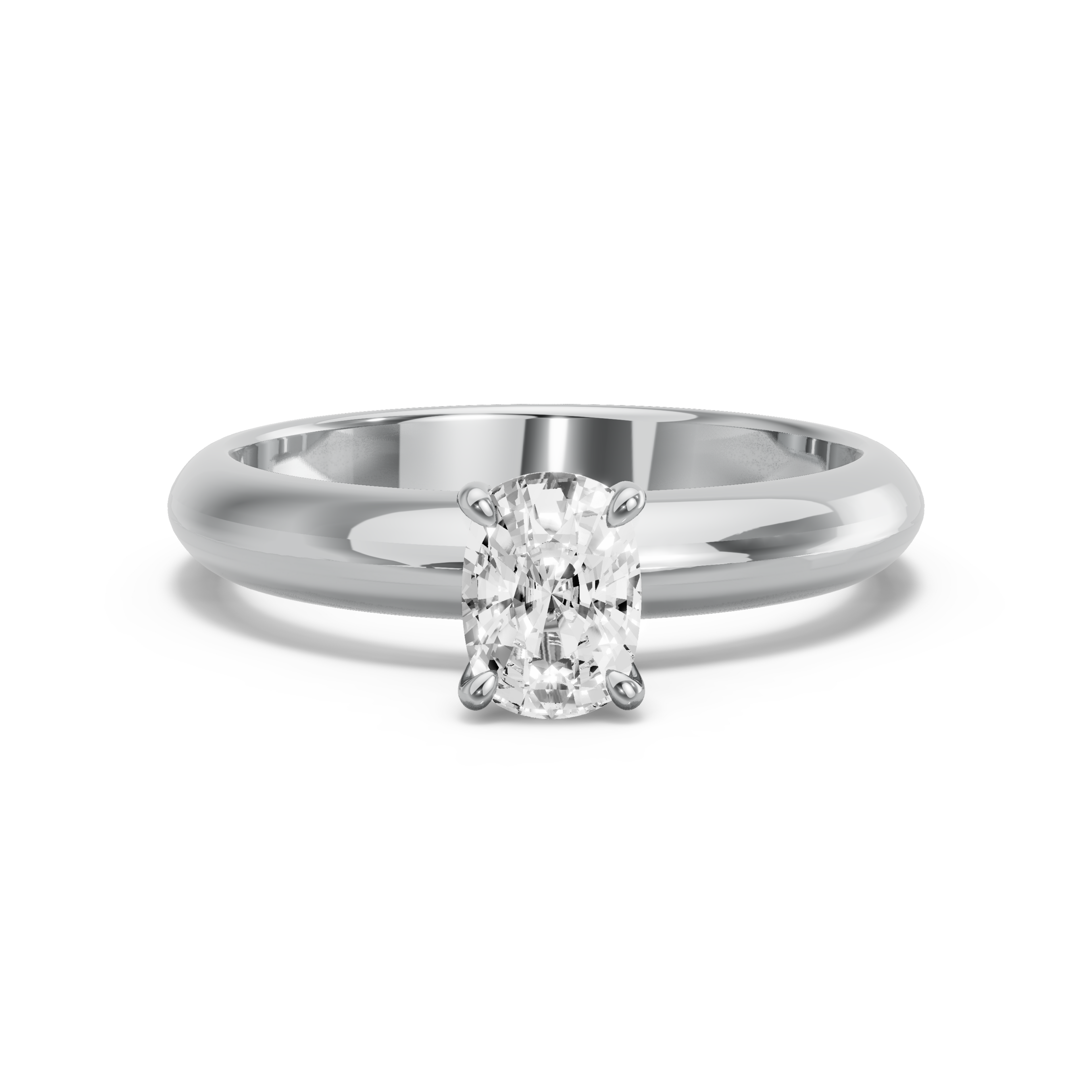Image for Cushion Hidden Halo Ring with Knife Edge Solitaire band in 10K White Gold
