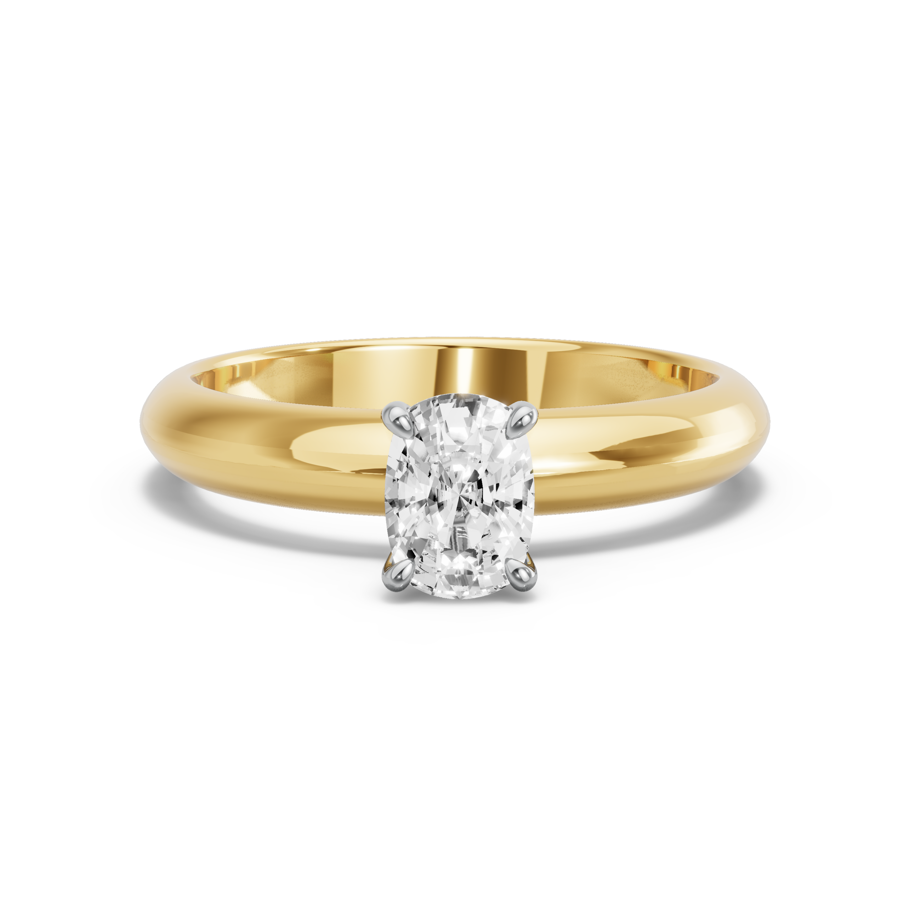 Image for Cushion Hidden Halo Ring with Knife Edge Solitaire band in 10K Two Tone Yellow Gold