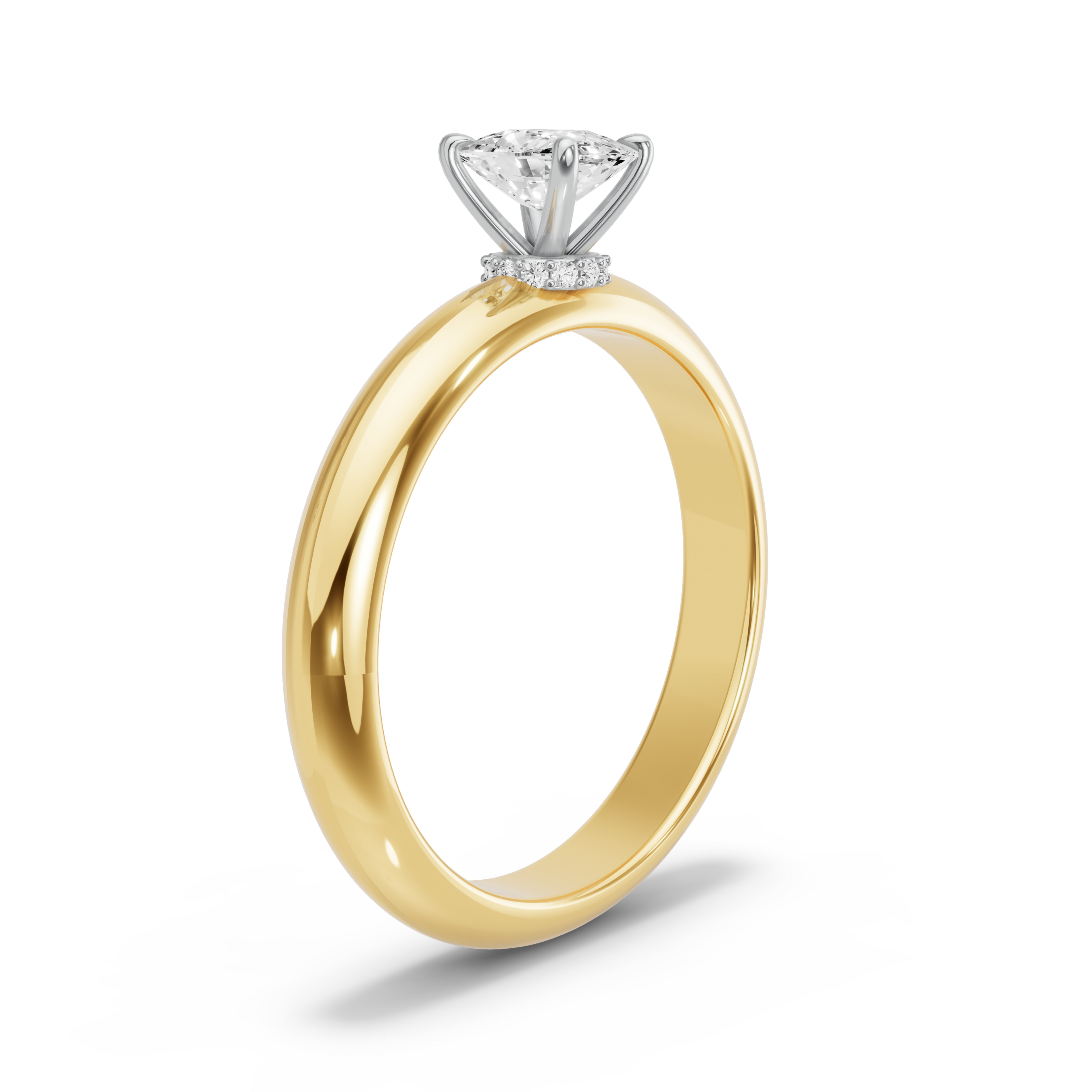 Image for Cushion Hidden Halo Ring with Knife Edge Solitaire band in 18K Two Tone Yellow Gold