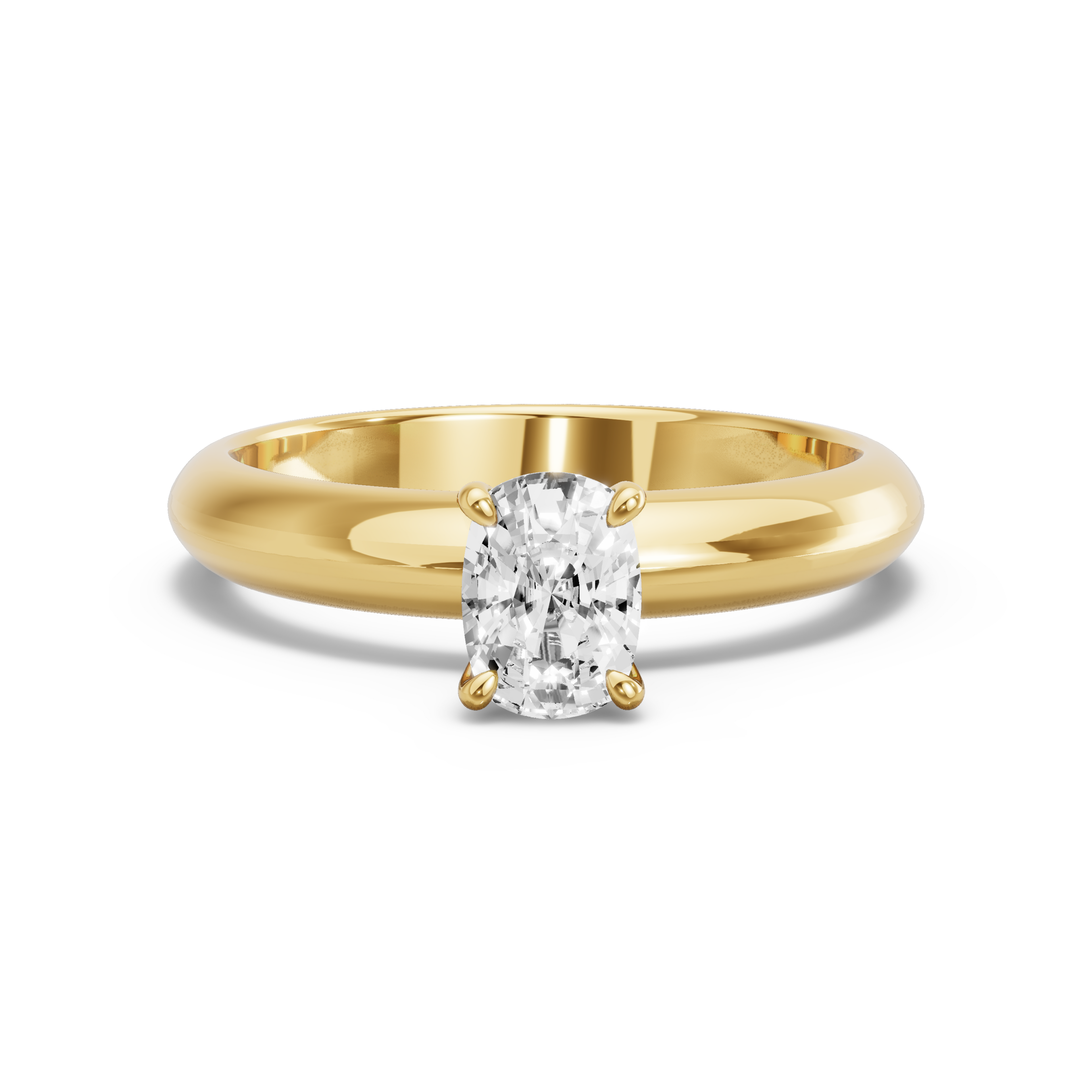 Image for Cushion Hidden Halo Ring with Knife Edge Solitaire band in 14K Yellow Gold