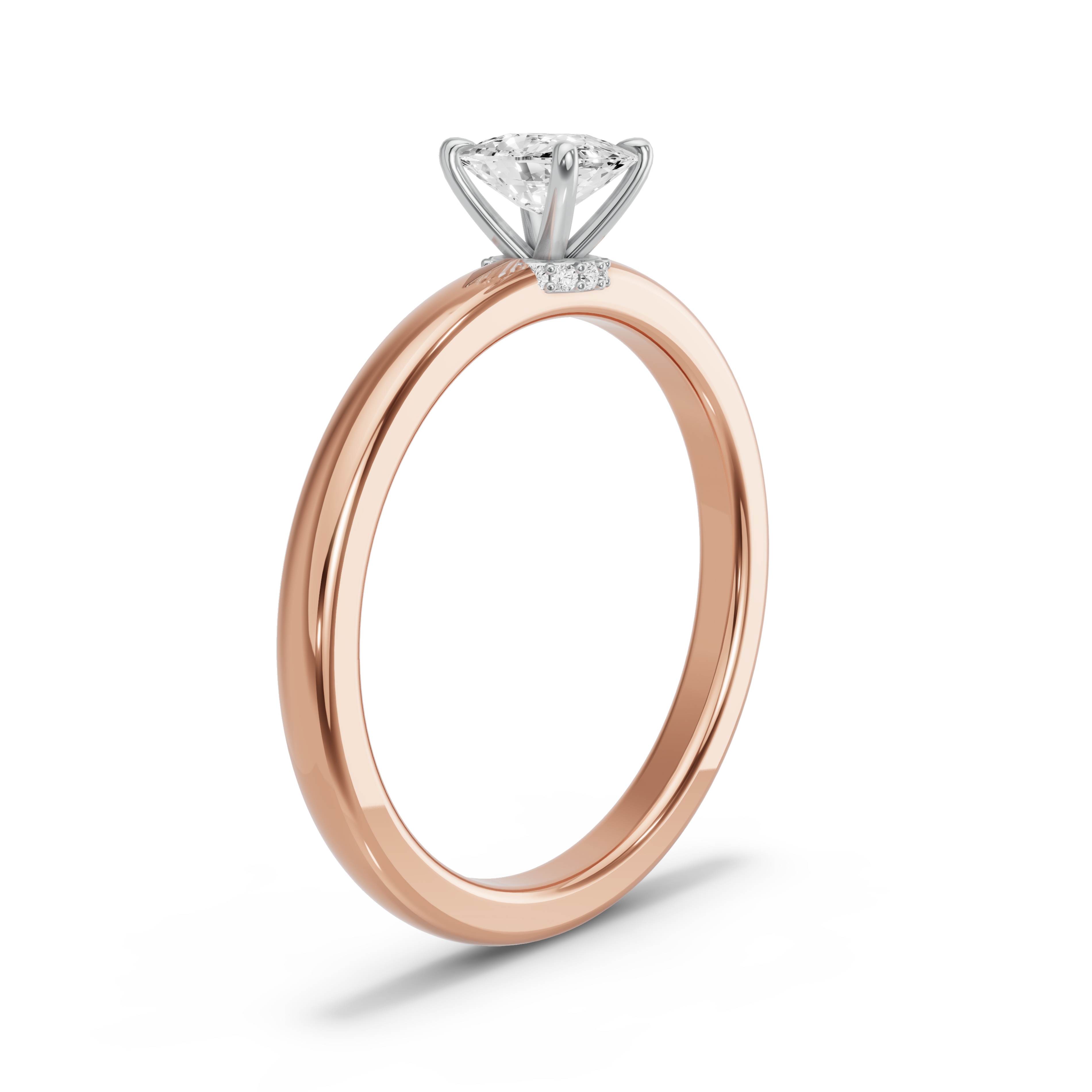 Image for Cushion Hidden Halo Ring with Solitaire band in 14K Two Tone Rose Gold