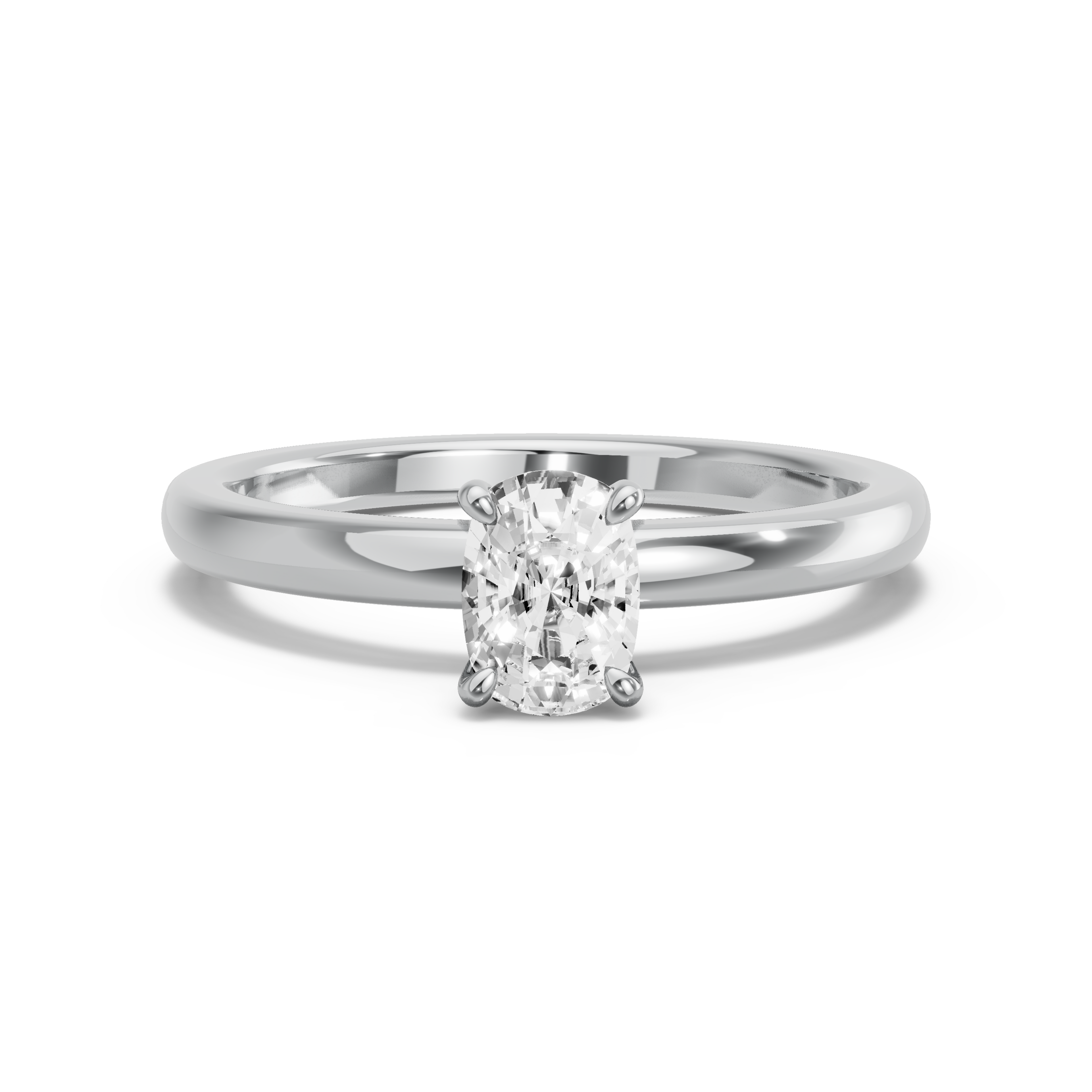Image for Cushion Hidden Halo Ring with Solitaire band in 10K White Gold
