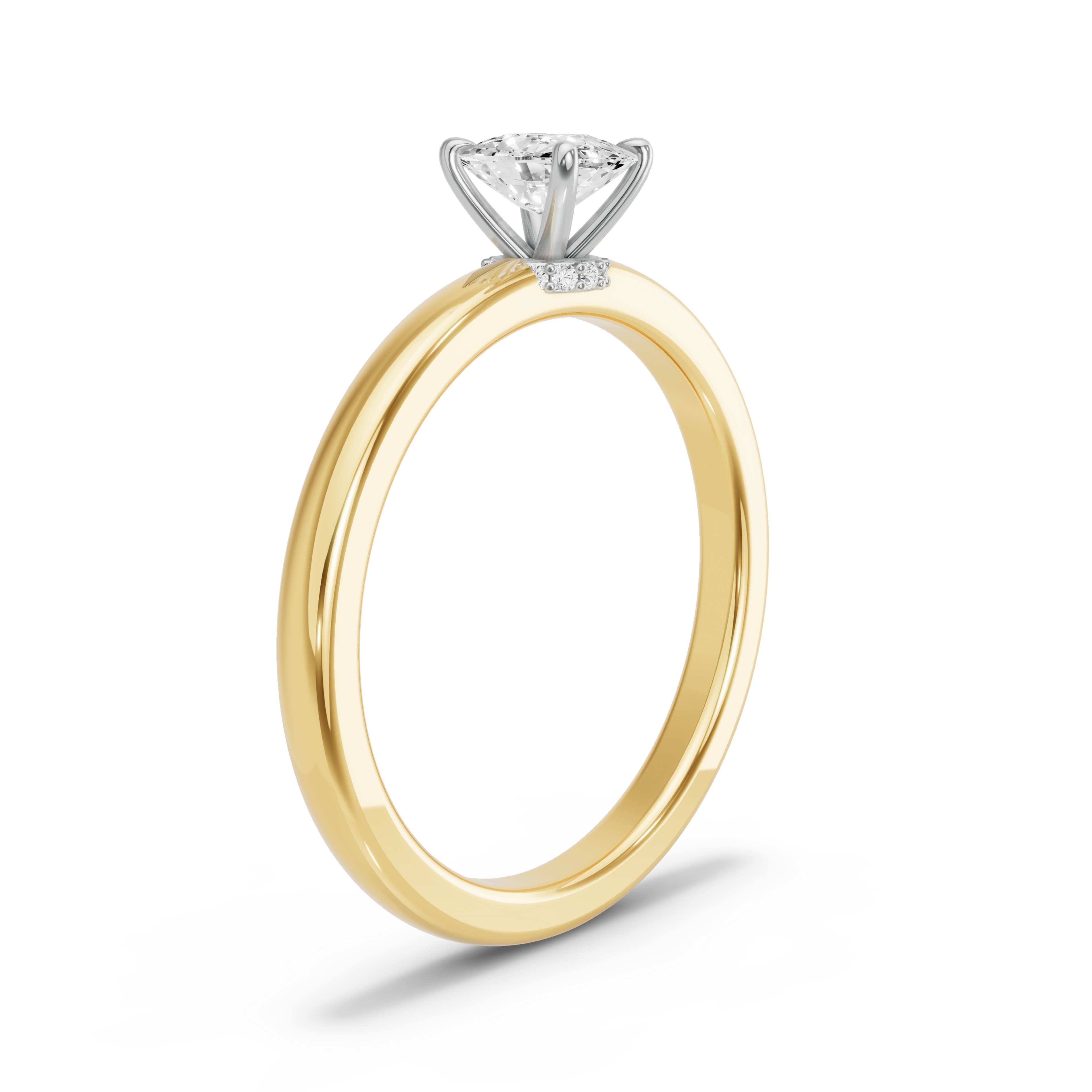 Image for Cushion Hidden Halo Ring with Solitaire band in 14K Two Tone Yellow Gold