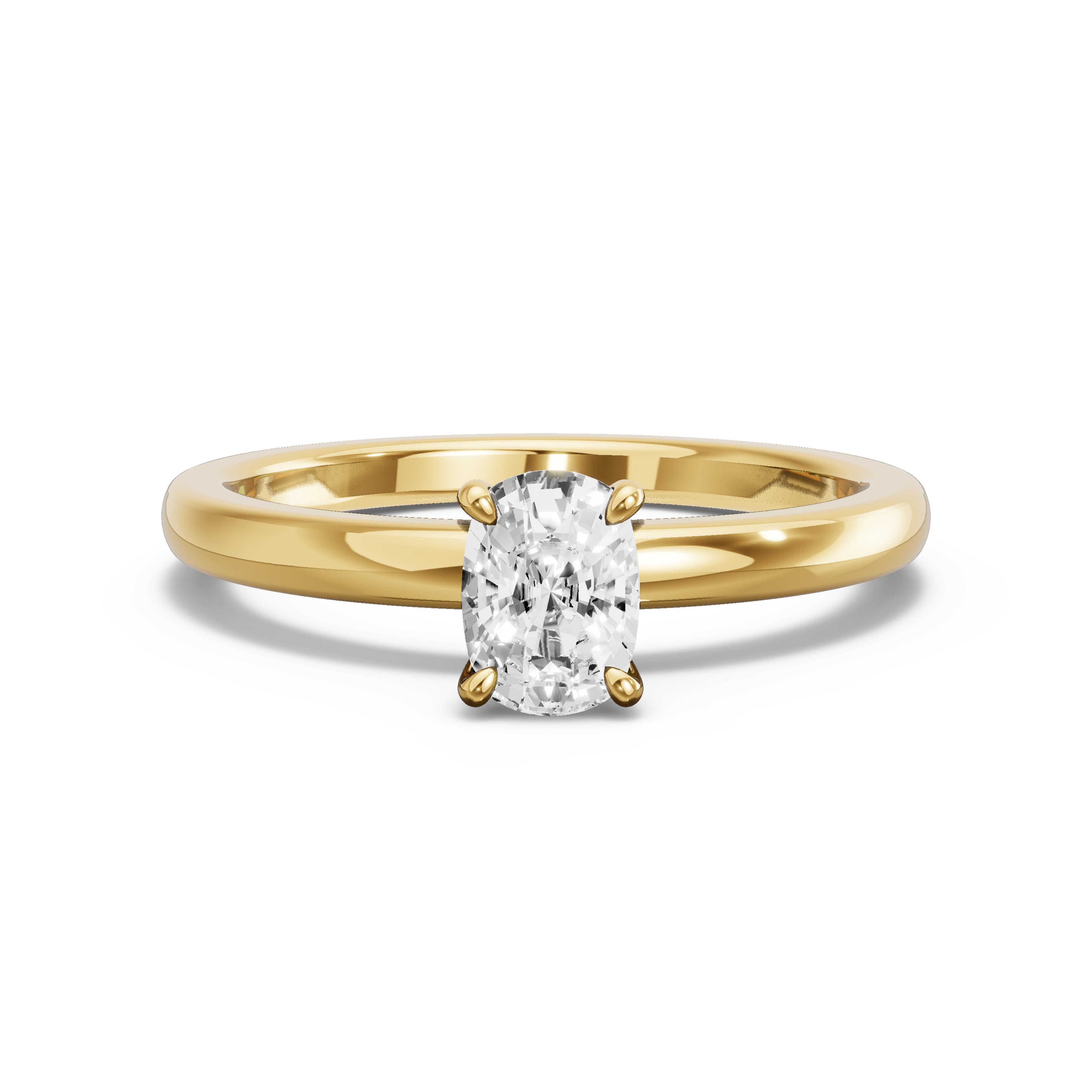 Image for Cushion Hidden Halo Ring with Solitaire band in 10K Yellow Gold