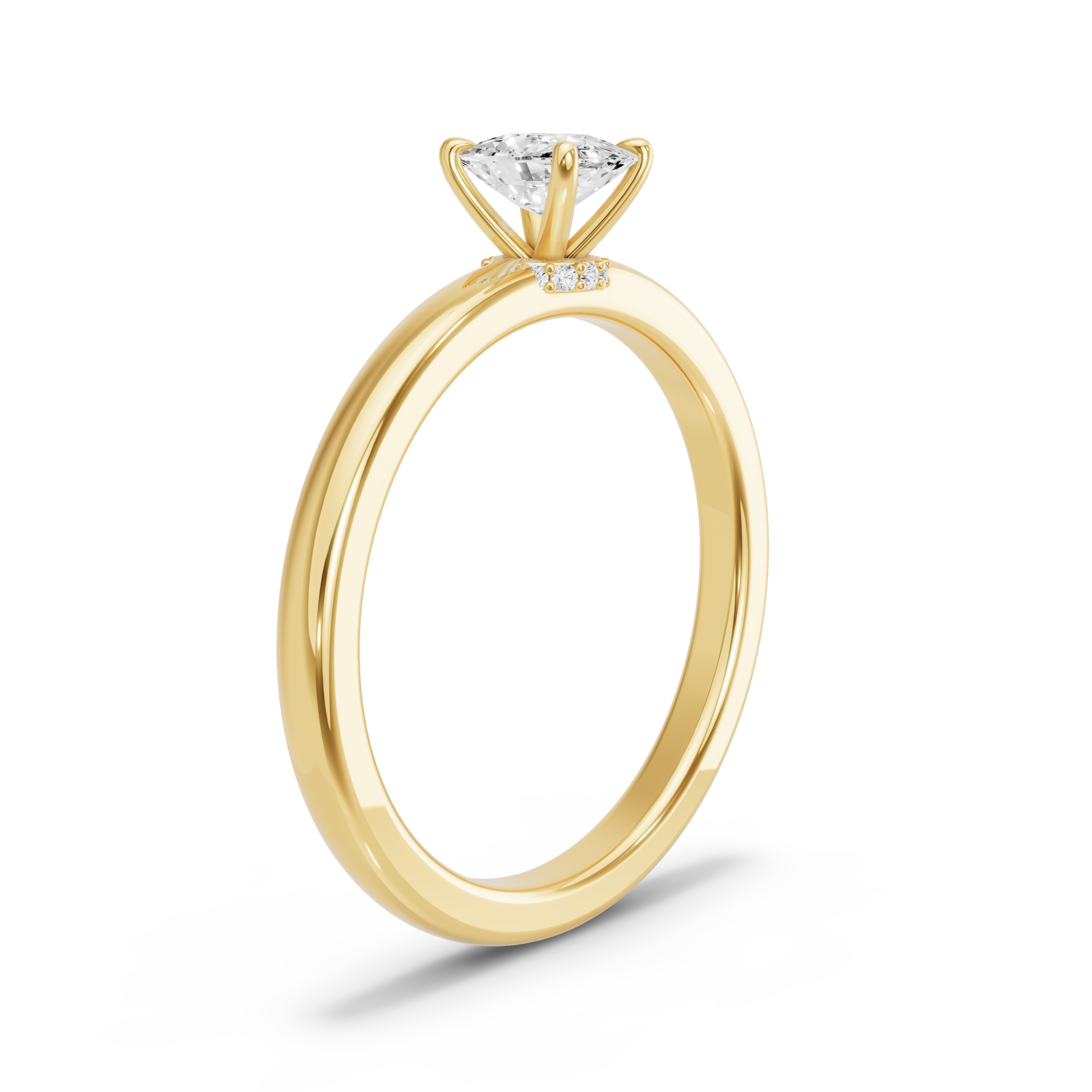 Image for Cushion Hidden Halo Ring with Solitaire band in 10K Yellow Gold
