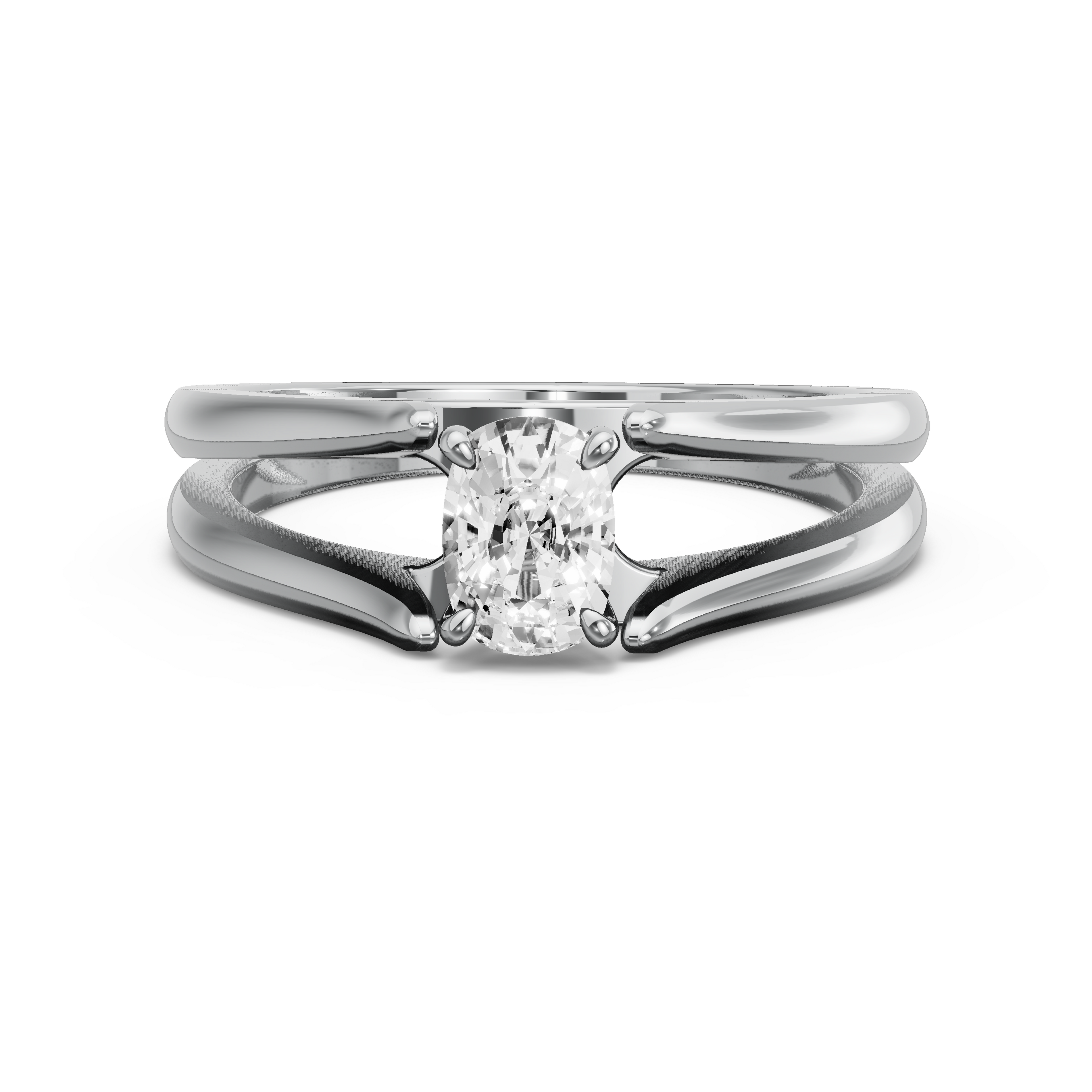 Image for Cushion Hidden Halo Ring with Split Ring Solitaire band in 950 Platinum