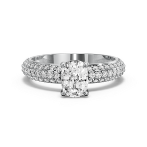 Image for Cushion Hidden Halo Ring with Triple Row Pave band in 950 Platinum