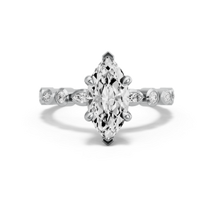 Image for Marquise Hidden Halo Ring with Alternating Marquise band in 950 Platinum
