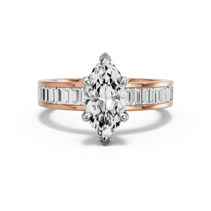 Image for Marquise Hidden Halo Ring with Baguette Channel band
