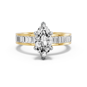 Image for Marquise Hidden Halo Ring with Baguette Channel band