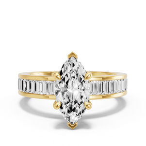 Image for Marquise Hidden Halo Ring with Baguette Channel band
