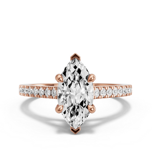 Image for Marquise Hidden Halo Ring with Cathedral Pave band