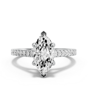 Image for Marquise Hidden Halo Ring with Cathedral Pave band