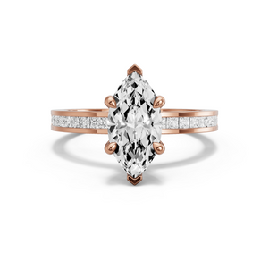 Image for Marquise Hidden Halo Ring with Channel band in 18K Rose Gold