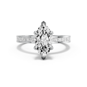 Image for Marquise Hidden Halo Ring with Channel band in 950 Platinum