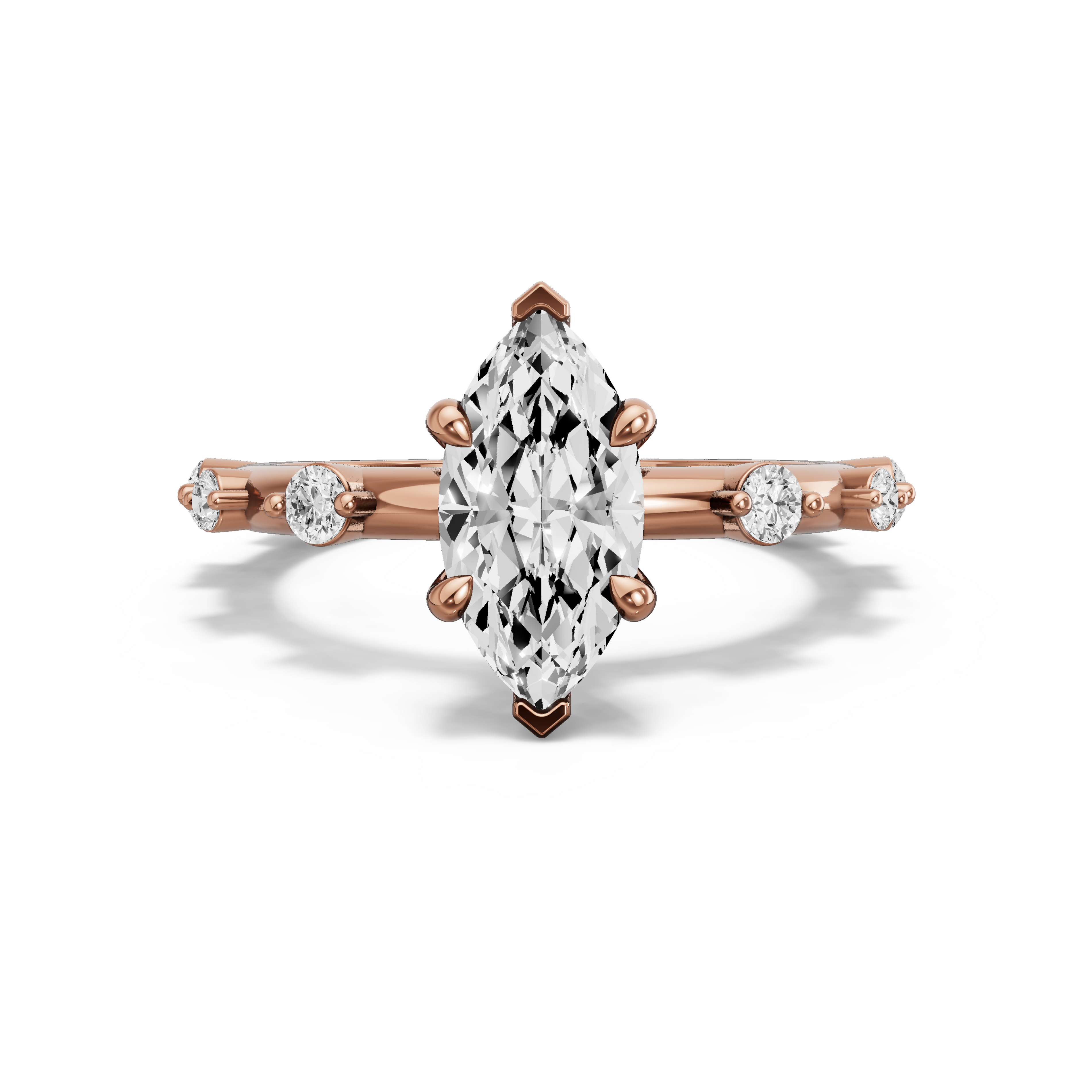Image for Marquise Hidden Halo Ring with Floating Station band in 14K Rose Gold