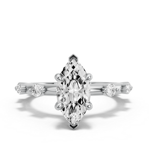 Image for Marquise Hidden Halo Ring with Floating Station band