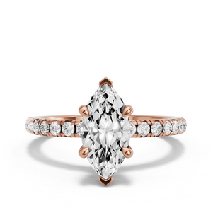 Image for Marquise Hidden Halo Ring with French Pave band