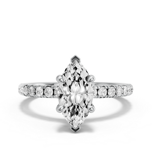 Image for Marquise Hidden Halo Ring with French Pave band