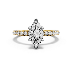 Image for Marquise Hidden Halo Ring with French Pave band