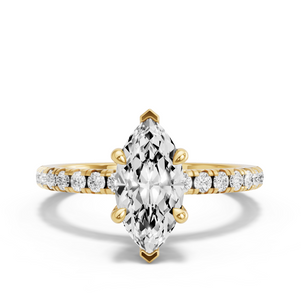 Image for Marquise Hidden Halo Ring with French Pave band