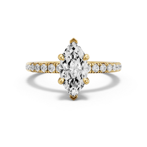 Image for Marquise Hidden Halo Ring with French Pave band in 18K Yellow Gold