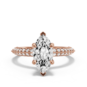 Image for Marquise Hidden Halo Ring with Knife Edge Pave band