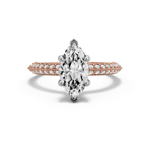 Image for Marquise Hidden Halo Ring with Knife Edge Pave band