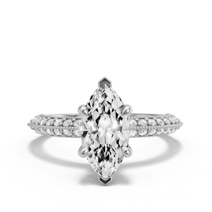 Image for Marquise Hidden Halo Ring with Knife Edge Pave band