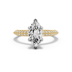 Image for Marquise Hidden Halo Ring with Knife Edge Pave band