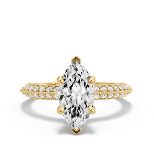 Image for Marquise Hidden Halo Ring with Knife Edge Pave band