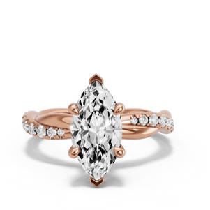 Image for Marquise Hidden Halo Ring with Rope Pave band