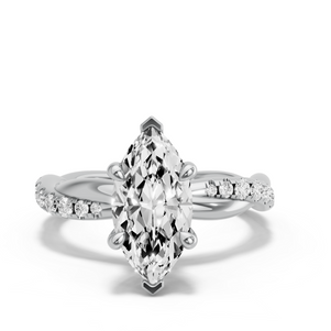 Image for Marquise Hidden Halo Ring with Rope Pave band