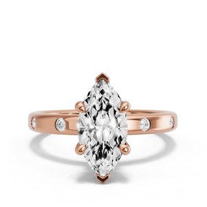 Image for Marquise Hidden Halo Ring with Sleek Accent band