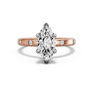Image for Marquise Hidden Halo Ring with Sleek Accent band