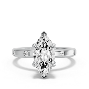 Image for Marquise Hidden Halo Ring with Sleek Accent band