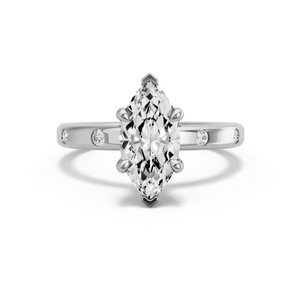 Image for Marquise Hidden Halo Ring with Sleek Accent band in 18K White Gold