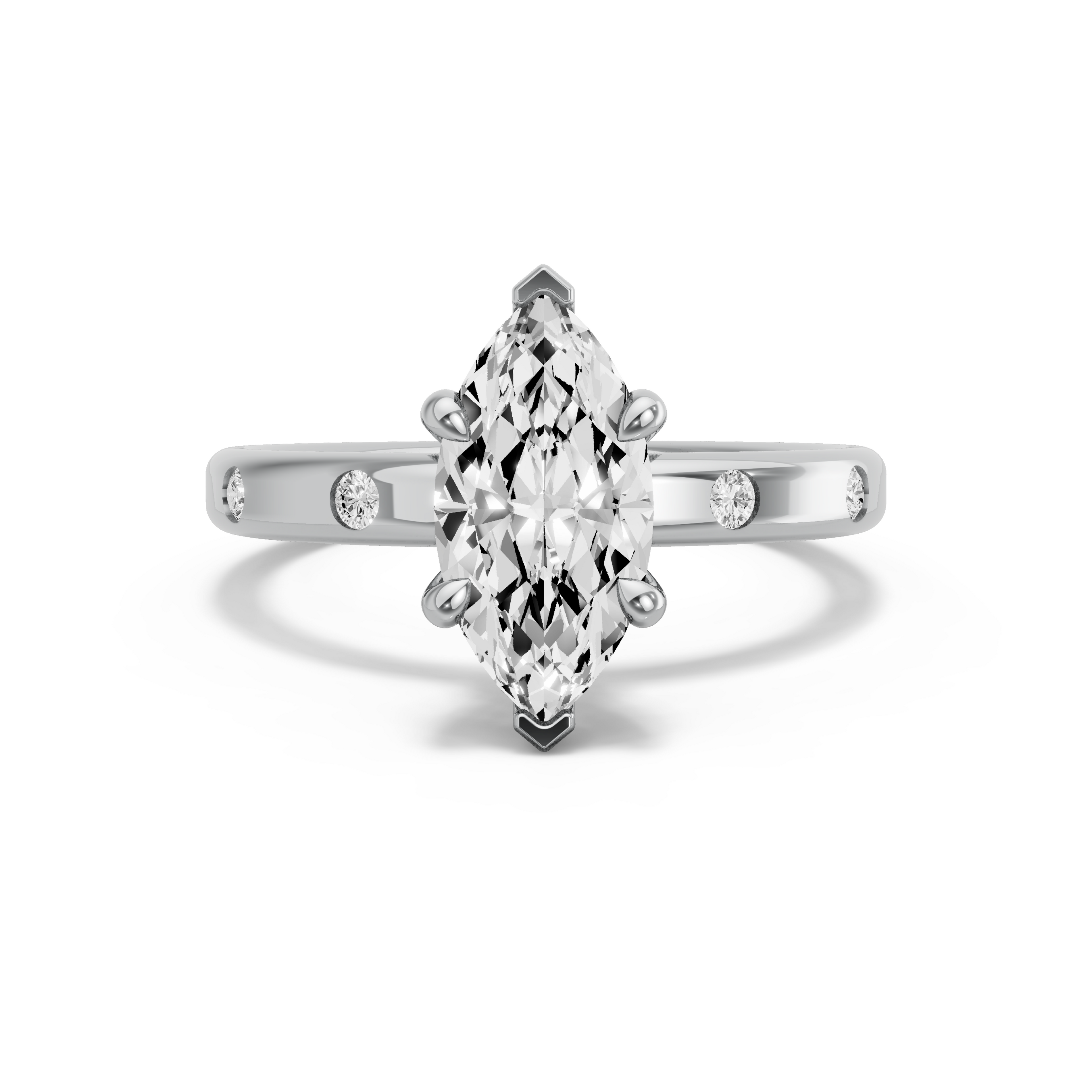 Image for Marquise Hidden Halo Ring with Sleek Accent band in 950 Platinum